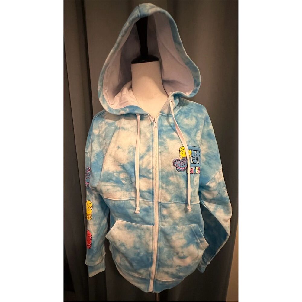 Disney Eats Collection Macaron Hoodie Jacket Unisex L Blue Tie-Dye
